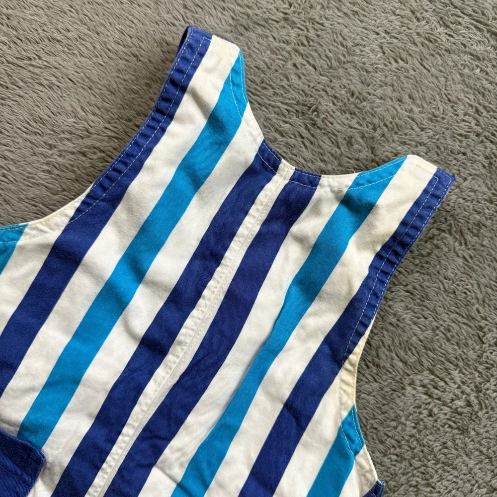 Vintage Gymboree Bumble Romper Blue & White Stripe Fish Bubble Romper